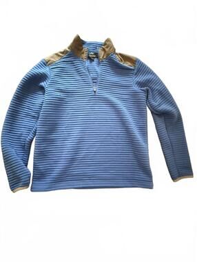 Tri-Mountain Performance Blue Ribbed Quarter-Zip Pullover, Size L